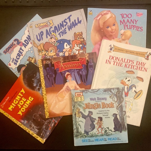 🎉2/30 Set of 7 Disney Golden Picture Books Jungle Book Sonic Barbie 1st Readers - Picture 7 of 9
